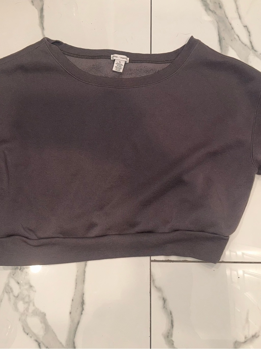 Women's Charcoal Cropped Crewneck Sweatshirt
